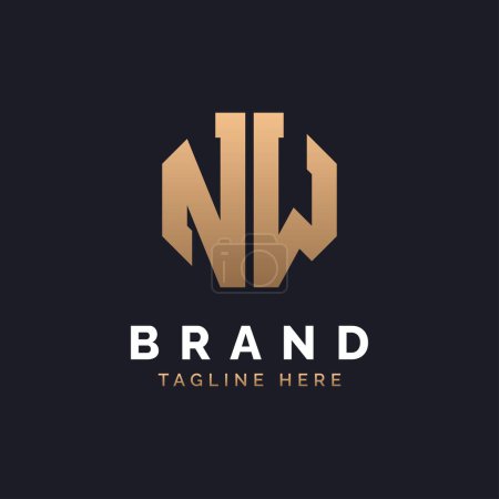 Diseño de Logo NW. Logo moderno, minimalista, elegante y lujoso de NW. Letra del alfabeto NW Logo Design for Brand Corporate Business Identity.