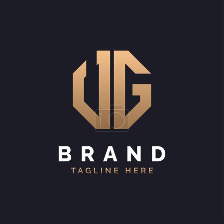 Diseño de Logo UG. Logo UG moderno, minimalista, elegante y de lujo. Letra del alfabeto Diseño de logotipo UG para identidad corporativa de marca.