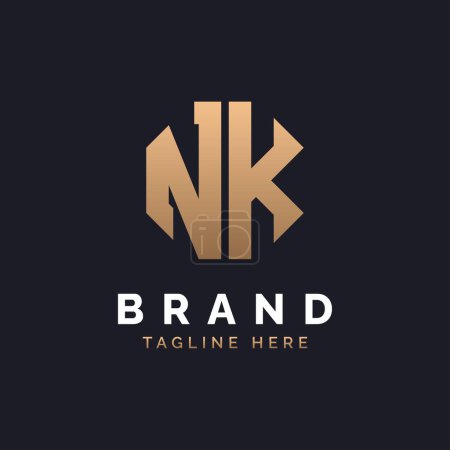 NK Logo Design. Modernes, minimalistisches, elegantes und luxuriöses NK Logo. Alphabet Letter NK Logo Design für die Corporate Business Identity einer Marke.