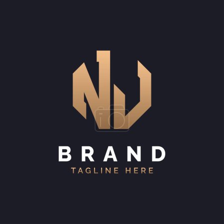 NJ Logo Design. Modern, Minimal, Elegant and Luxury NJ Logo. Alphabet Letter NJ Logo Design for Brand Corporate Business Identity.