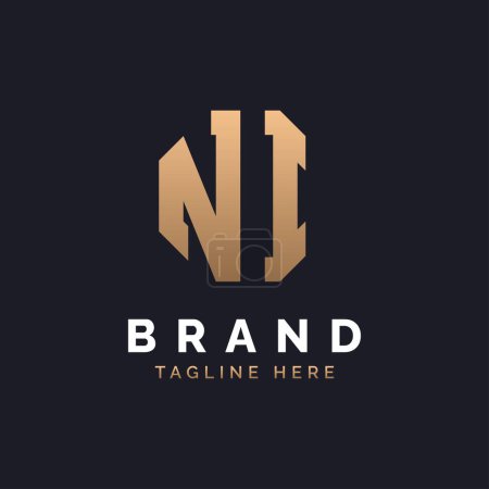 Diseño de Logo NI. Logo NI moderno, minimalista, elegante y de lujo. Letra del alfabeto Diseño del logotipo de NI para la identidad corporativa de marca.