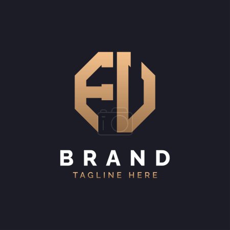 FU Logo Design. Modernes, minimales, elegantes und luxuriöses FU-Logo. Alphabet Letter FU Logo Design für die Corporate Business Identity einer Marke.