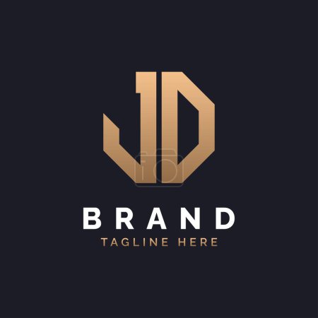 JD Logo Design. Modernes, minimalistisches, elegantes und luxuriöses JD Logo. Alphabet Letter JD Logo Design für die Corporate Business Identity einer Marke.
