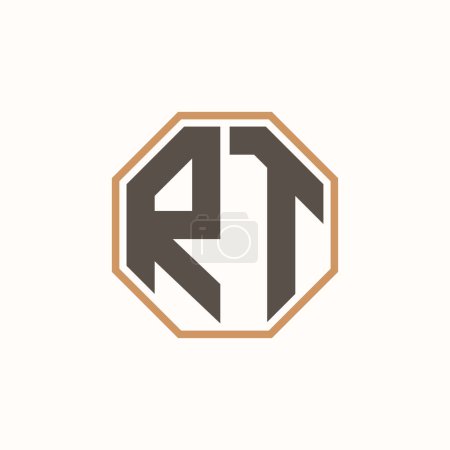 Lettre moderne RT Logo pour l'identité de marque de l'entreprise. Conception créative de logo RT.