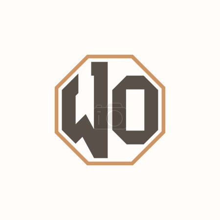 Lettre moderne Logo WO pour l'identité de marque de l'entreprise. Conception créative de logo WO.