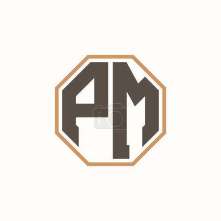 Lettre moderne Logo PM pour l'image de marque de l'entreprise. Conception créative de logo PM.