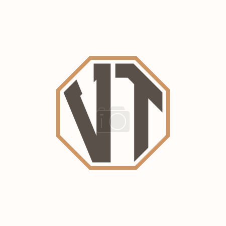 Lettre moderne VT Logo pour l'identité de marque de l'entreprise. Conception créative de logo VT.