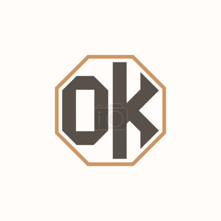 Lettre moderne OK Logo pour l'identité de marque de l'entreprise. Créatif OK Logo Design.