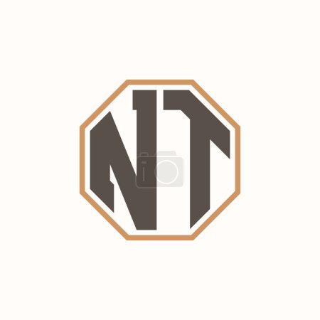Lettre moderne NT Logo pour l'identité de marque d'entreprise. Conception créative de logo NT.