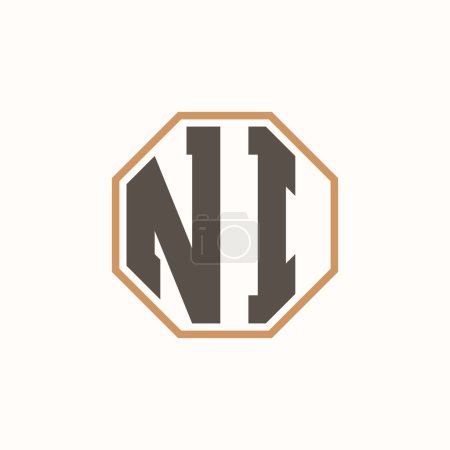 Logo moderno de la letra NI para la identidad corporativa de la marca del negocio. Diseño creativo del logotipo de NI.