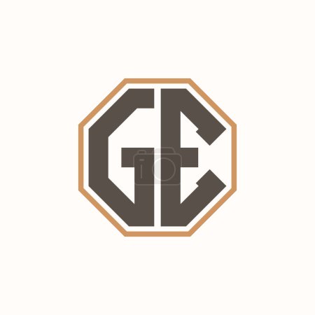 Lettre moderne GE Logo pour l'identité de marque d'entreprise. Conception créative de logo GE.