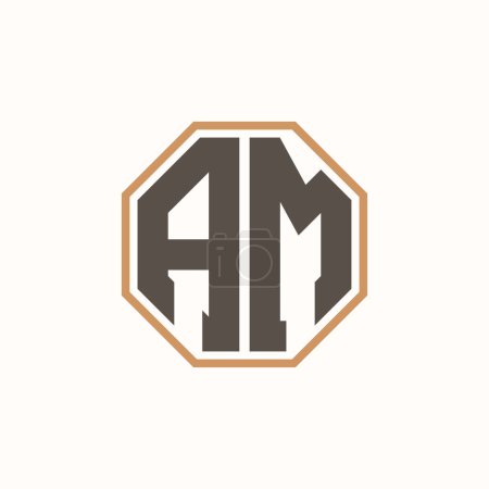 Lettre moderne AM Logo pour l'identité de marque de l'entreprise. Conception créative de logo AM.