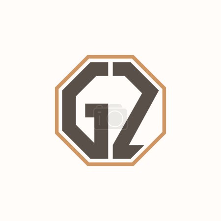 Lettre moderne Logo GZ pour l'identité de marque de l'entreprise. Conception créative de logo GZ.