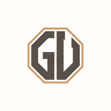 Logo moderno de la letra GU para la identidad corporativa de la marca del negocio. Diseño creativo del logotipo de GU.