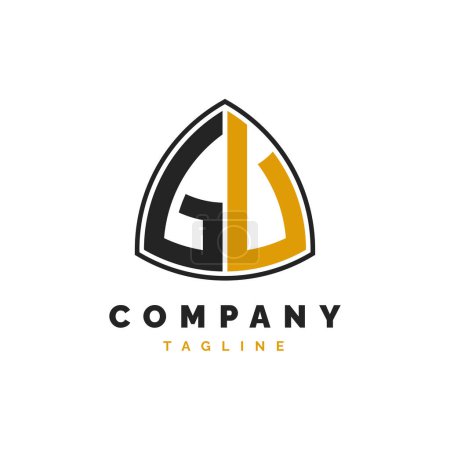 Letra inicial GU Logo Design. Plantilla de logotipo GU del alfabeto