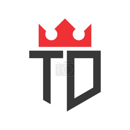 Buchstabe TD Crown Logo. Krone auf Buchstabe TD Logo Design Template