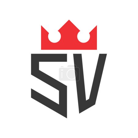 Buchstabe SV Crown Logo. Krone auf Buchstabe SV Logo Design Template