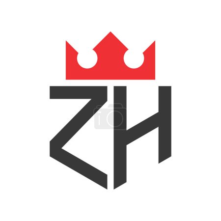 Letter ZH Crown Logo. Crown on Letter ZH Logo Design Template