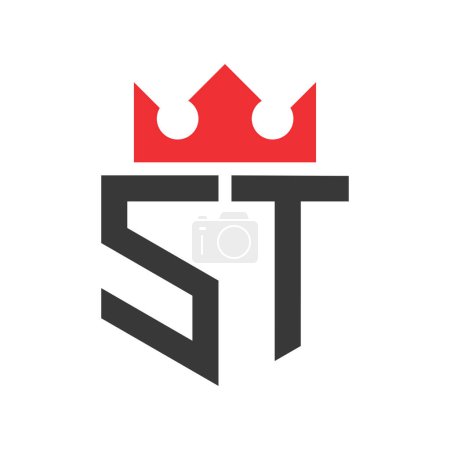 Letter ST Crown Logo. Crown on Letter ST Logo Design Template