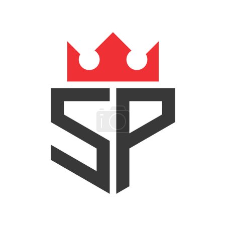 Buchstabe SP Crown Logo. Krone auf Buchstabe SP Logo Design Template