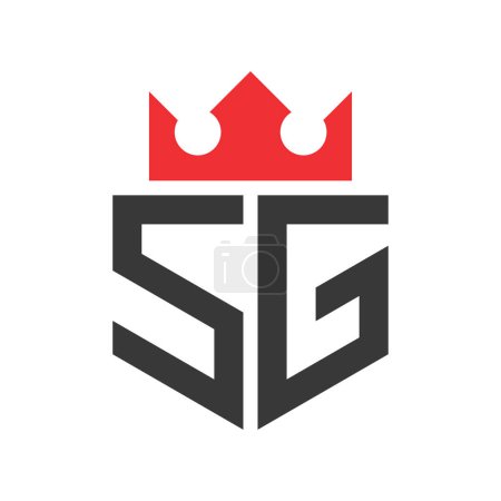 Lettre SG Crown Logo. Modèle de conception de logo SG Couronne sur lettre