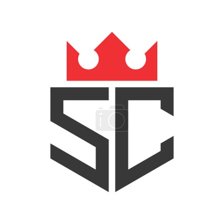 Letter SC Crown Logo. Crown on Letter SC Logo Design Template