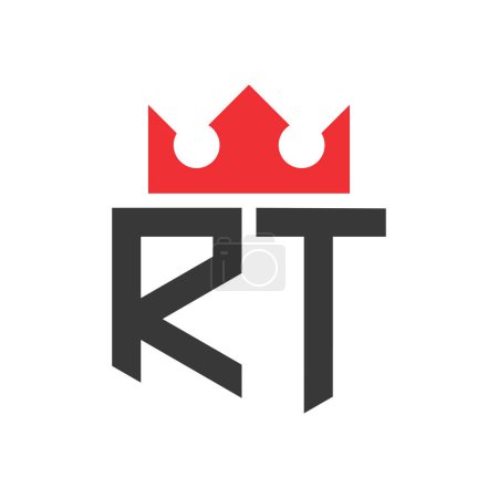 Letter RT Crown Logo. Crown on Letter RT Logo Design Template