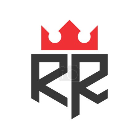 Buchstabe RR Crown Logo. Krone auf Buchstabe RR Logo Design Template