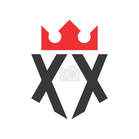 Téléchargez les illustrations : Lettre XX Logo de la Couronne. Modèle de conception de logo Couronne sur lettre XX - en licence libre de droit