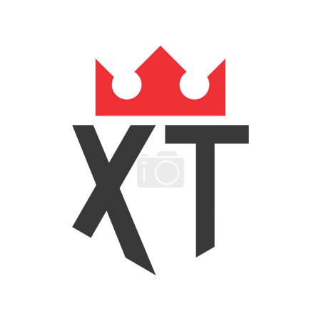 Letter XT Crown Logo. Crown on Letter XT Logo Design Template
