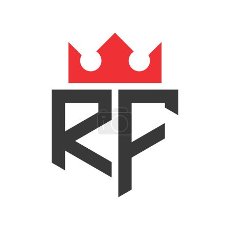 Buchstabe RF Crown Logo. Krone auf Buchstabe RF Logo Design Template