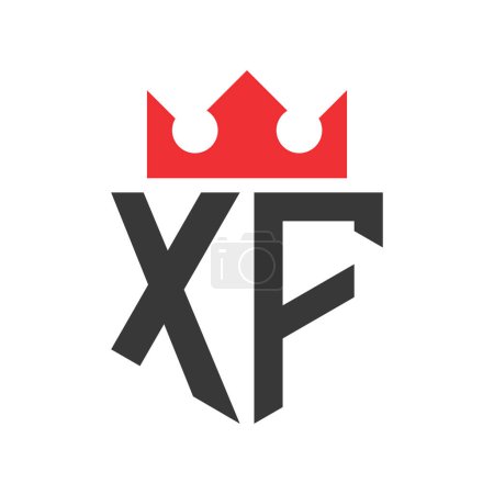 Letra XF Crown Logo. Corona en la carta XF Logo Design Template