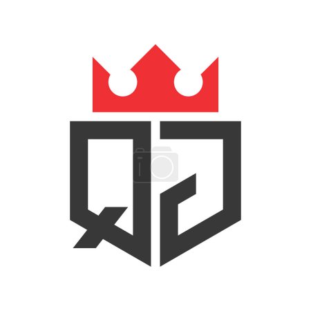 Buchstabe QJ Crown Logo. Krone auf Buchstabe QJ Logo Design Template