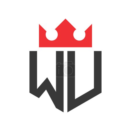 Lettre WU Crown Logo. Modèle de conception de logo de la Couronne sur la lettre WU