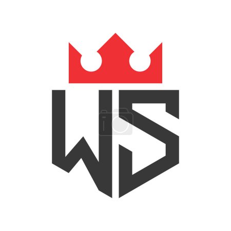 Buchstabe WS Crown Logo. Krone auf Buchstabe WS Logo Design Template