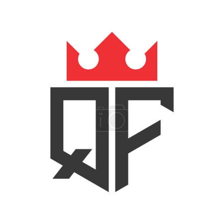 Letra QF Crown Logo. Corona en la carta QF Logo Design Template