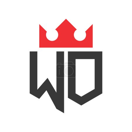Lettre WO Crown Logo. Modèle de conception de logo WO Crown on Letter