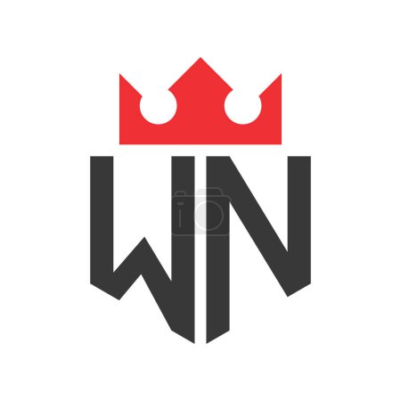 Letra WN Crown Logo. Corona en la carta WN Logo Design Template