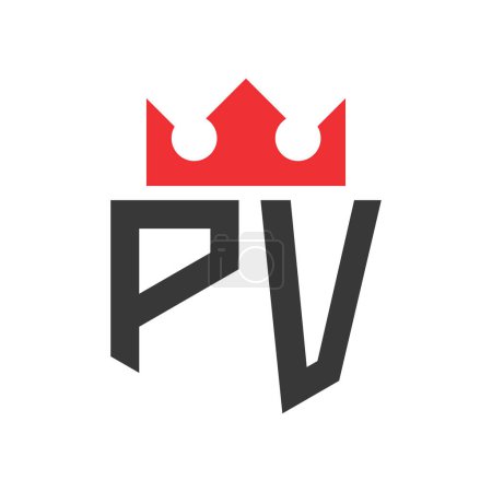 Letter PV Crown Logo. Crown on Letter PV Logo Design Template
