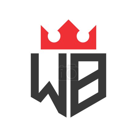 Buchstabe WB Crown Logo. Krone auf Buchstabe WB Logo Design Template