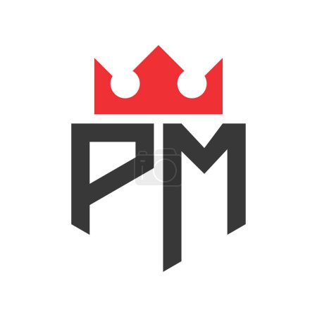 Lettre PM Logo de la Couronne. Modèle de conception de logo de la Couronne sur lettre PM