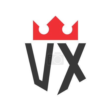 Lettre VX Logo de la Couronne. Modèle de conception de logo Crown on Letter VX