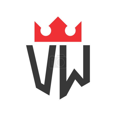Letter VW Crown Logo. Crown on Letter VW Logo Design Template