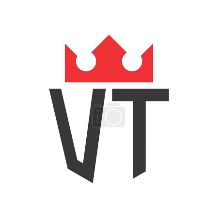 Lettre VT Logo de la Couronne. Modèle de conception de logo de la Couronne sur lettre VT