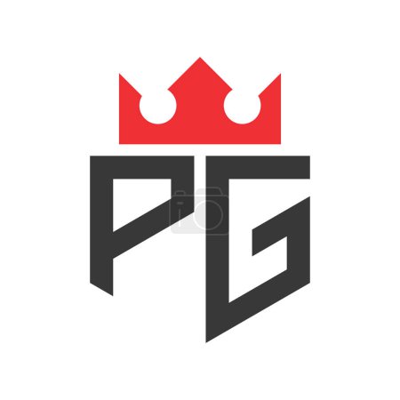 Letter PG Crown Logo. Crown on Letter PG Logo Design Template