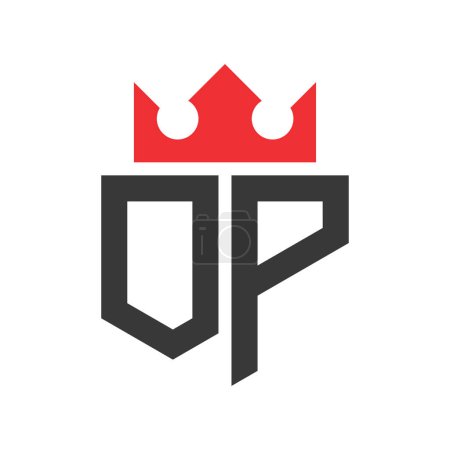 Letter OP Crown Logo. Crown on Letter OP Logo Design Template
