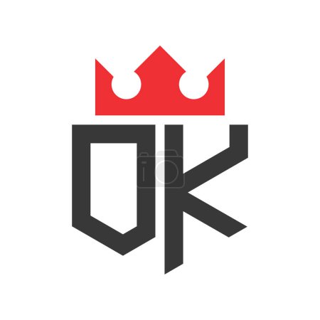 Lettre OK Logo de la Couronne. Modèle de conception de logo de la Couronne sur lettre OK
