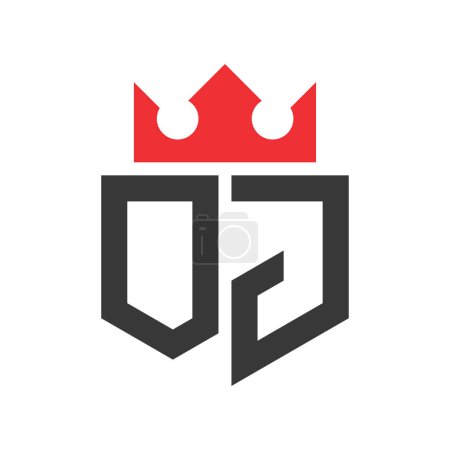 Brief OJ Crown Logo. Krone auf Buchstabe OJ Logo Design Template