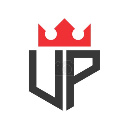Letter UP Crown Logo. Krone auf Buchstabe UP Logo Design-Vorlage