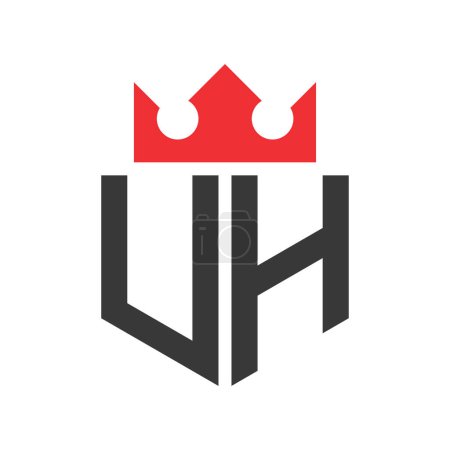 Lettre UH Crown Logo. Modèle de conception de logo de la Couronne sur la lettre UH